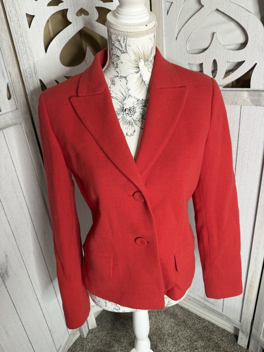 LAFAYETTE 148 Women's Jacket Blazer Red Orange 2 Button Size 6 Wool